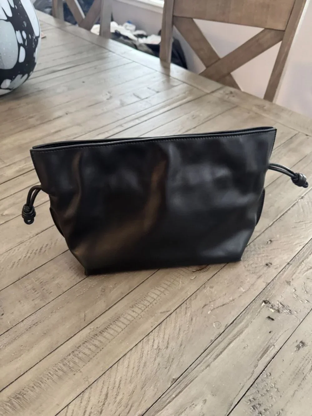 QUINCE Italian Leather Drawstring Pouch Crossbody Bag Black